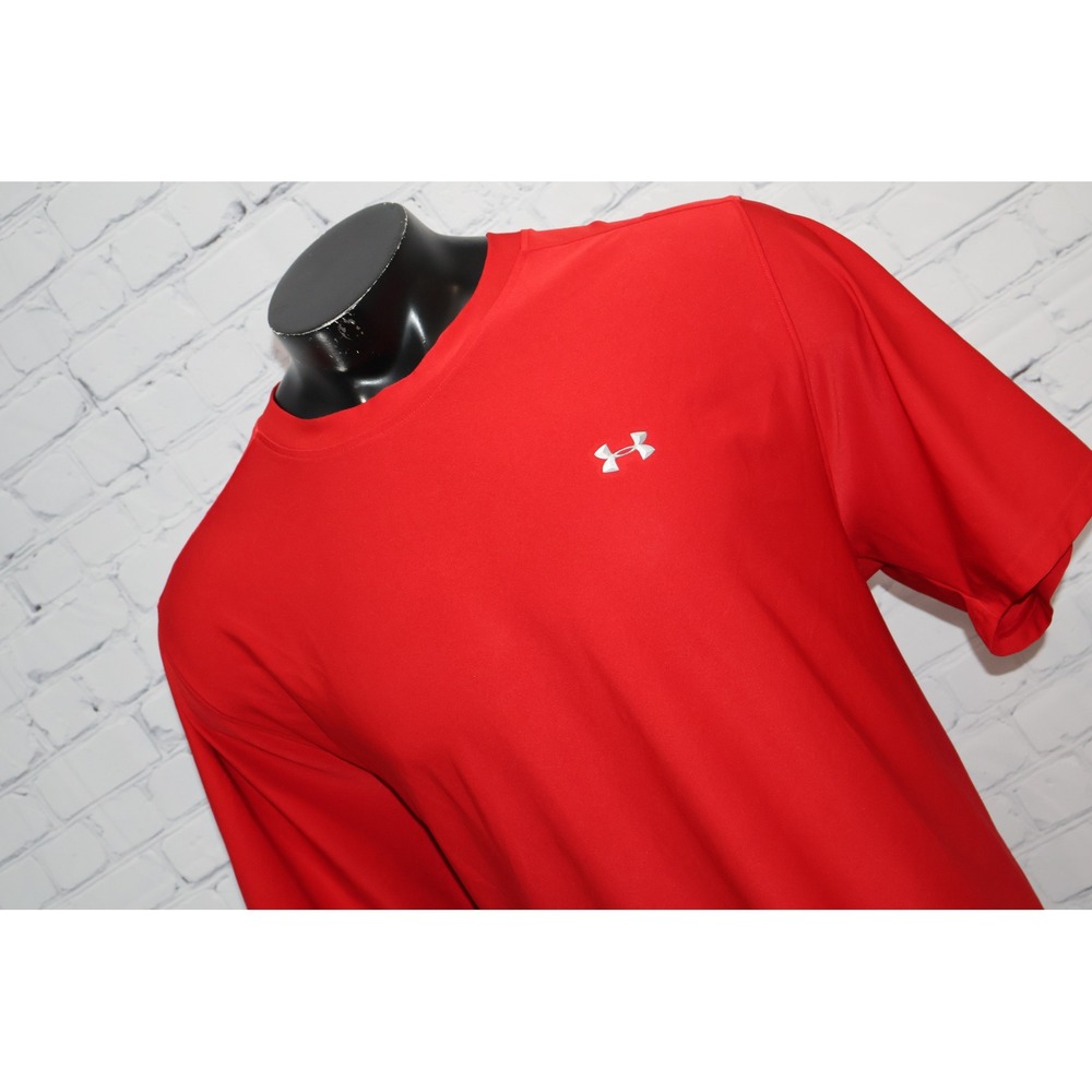 Under Armour Gym Shirt Mens 2XL Red HeatGear Workout Athletic Gym Top